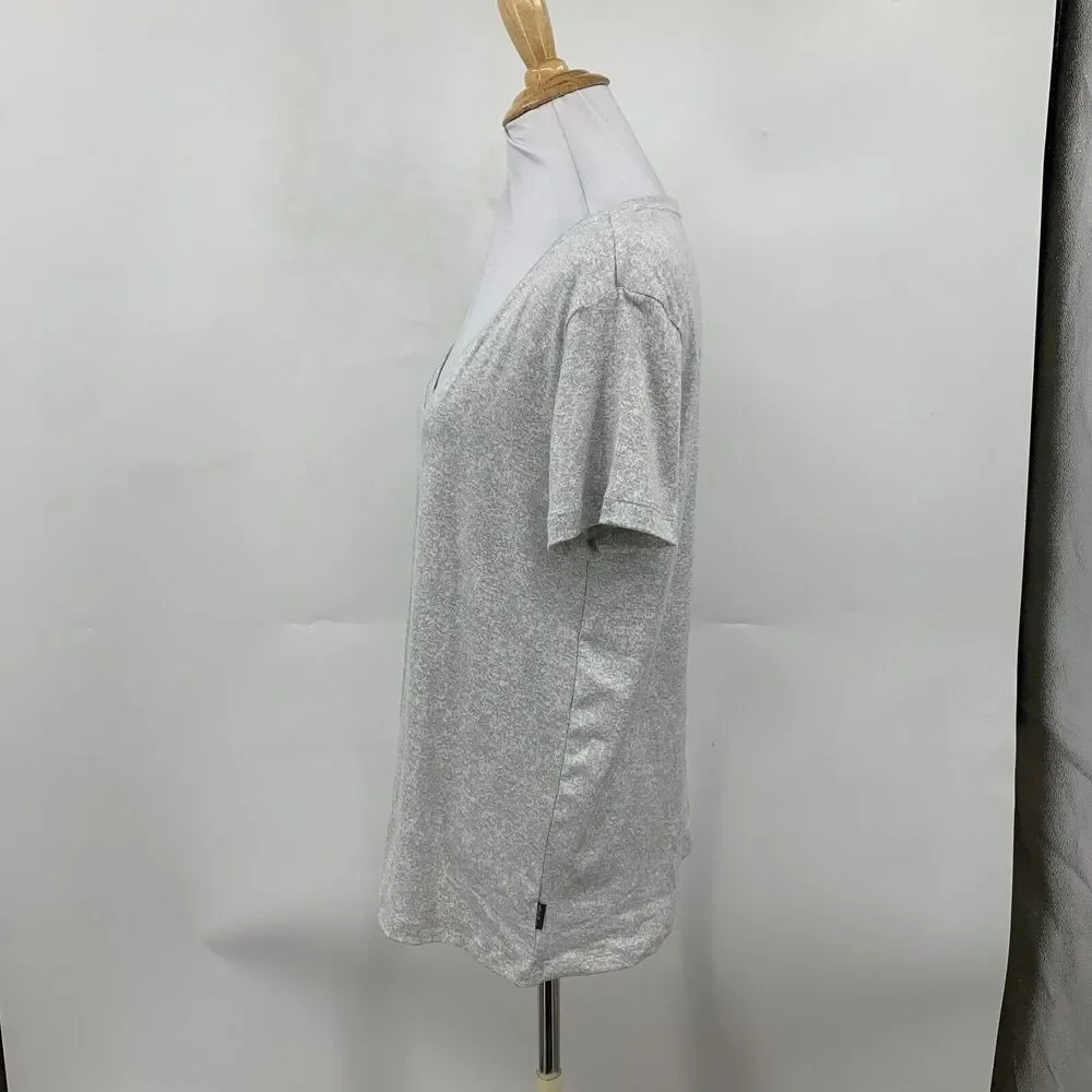 Eddie Bauer Sleepwear V Neck Tee Womens S Small Gray Short Sleeve Stretch Shirt